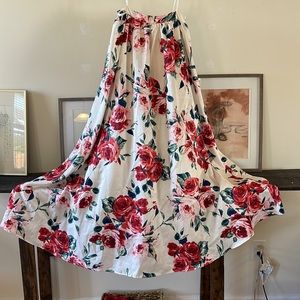 Floor length white and rose skirt